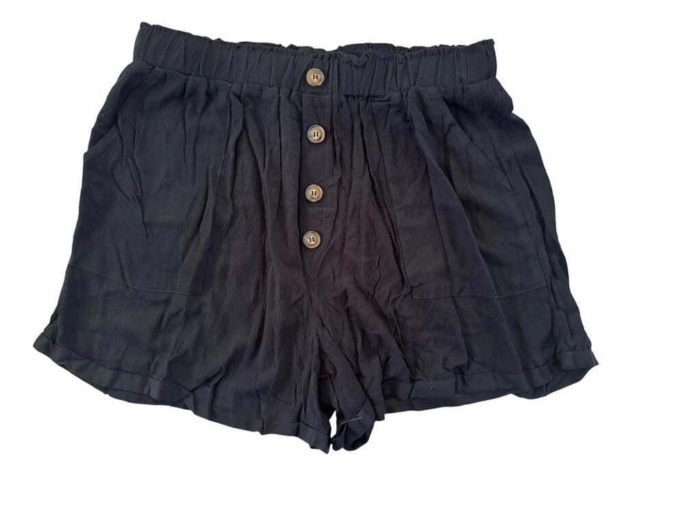 BloomChic Solid Pocket Button Detail High Rise Shorts Black Size 14 NWT #7167